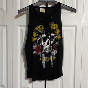 Dirtee Laundry Black lightweight knit lace up tank top shirt size XL